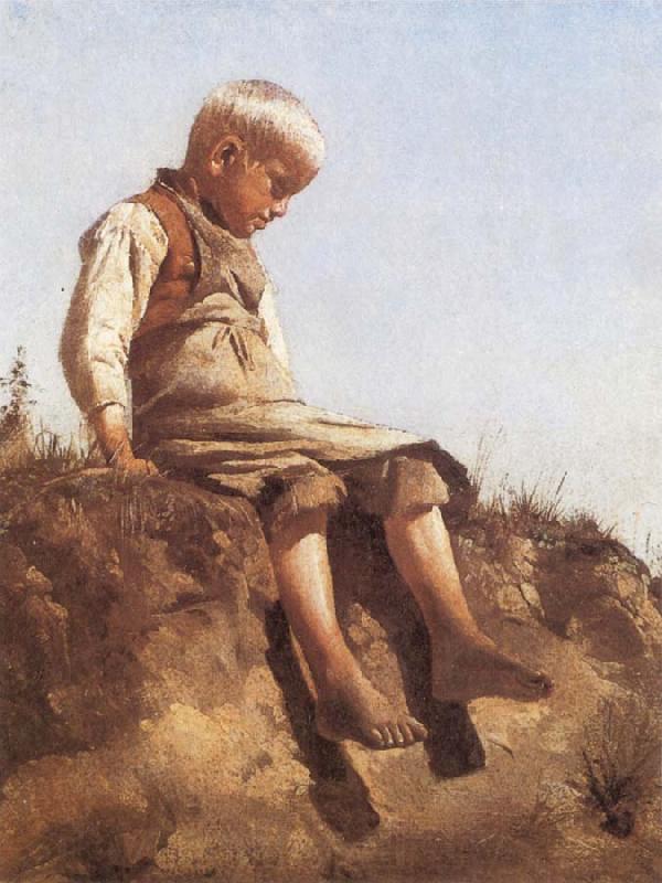 Franz von Lenbach Young Boy in the Sun Norge oil painting art